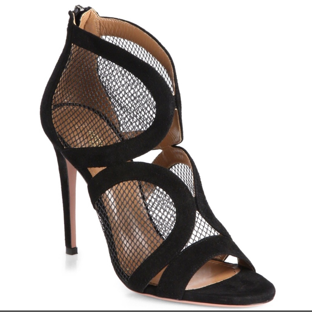 Aquazzura Memphis Black Suede Stiletto Heels